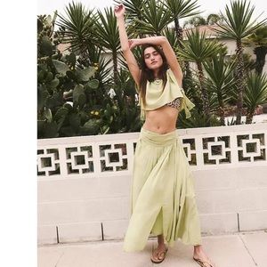 Free People Green Sundown Skirt Set size Medium $128